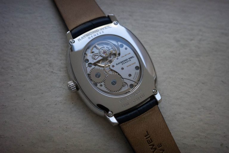 Montre Raymond Weil – modèle Raymond Weil Toccata Heritage, photo extraite de l’article Raymond Weil dévoile la collection capsule Toccata Heritage.