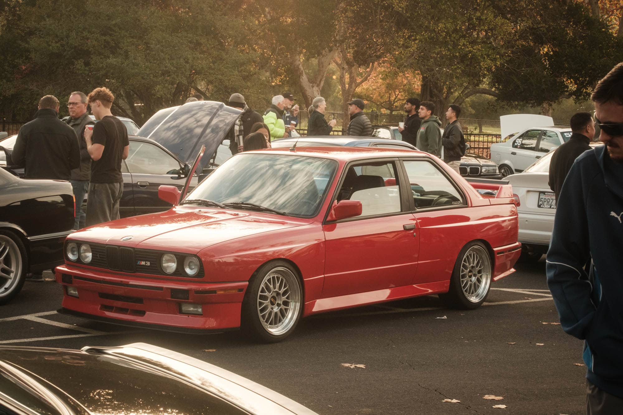 Voitures anciennes alignées lors du Pre-Stage Automotive Gathering